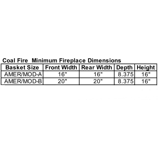 Americana Basket Minimum Fireplace Dimensions