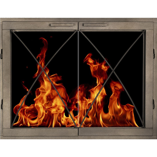 Brighton Fireplace Doors In Buff Pewter
