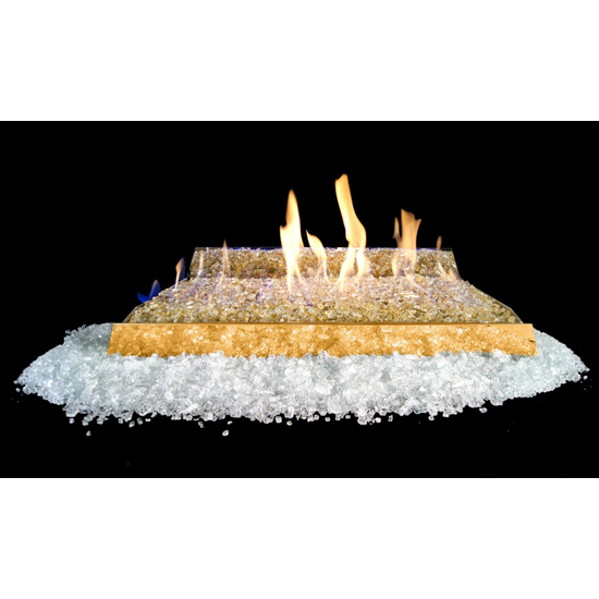 The Rose Gold G21 burner for the Fyre Glass Vent Free Luxury See-Thru gas Set by Real Fyre