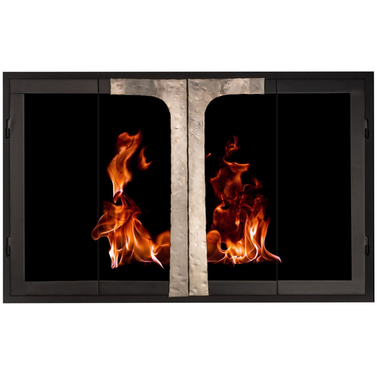 Maxfield Masonry Fireplace Glass Door With Hammered T-Bar Handles