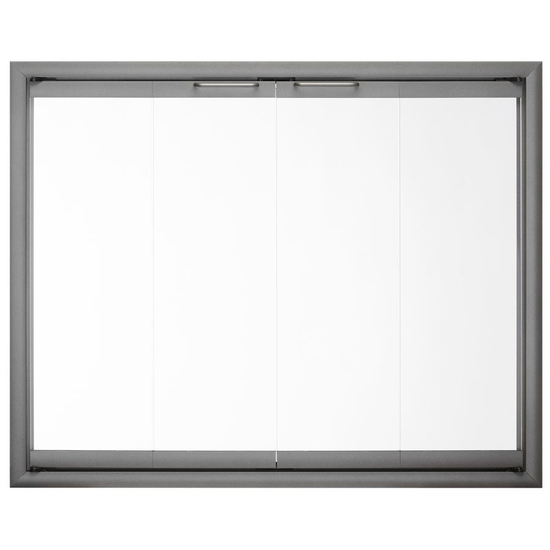 Aurora Fireplace Glass Door For FMI Fireplaces In Natural Iron Finish