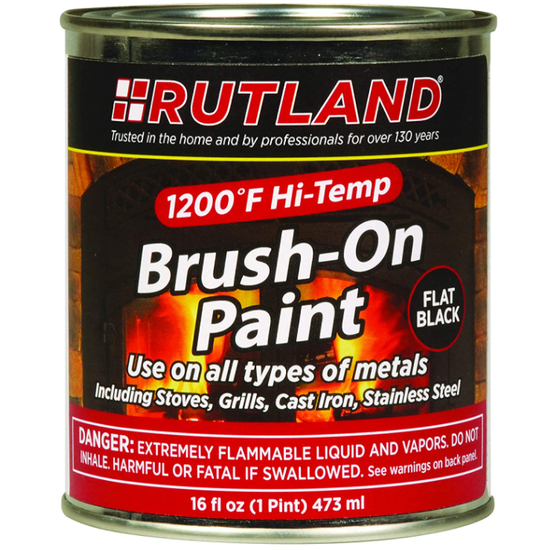 Rutland 1200-Degree Hi-Temp Brush-On Flat Black Stove Paint - 16 Fluid Ounce