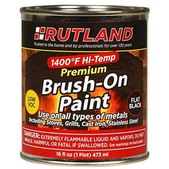 Rutland 1400-Degree Hi-Temp Brush-On Flat Black Stove Paint - 16 Fluid Ounce