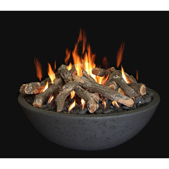 Charcoal Firebowl With Optional Arizona Weathered Oak Logs And Optional Lava Rock