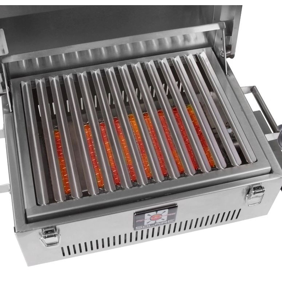 Everywhere Portable Gas Grill Cooking Grate and Burner Close Up