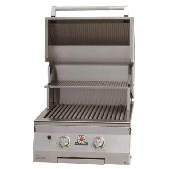 21 Inch Delux Built In Gas Grill Open Lid Front View