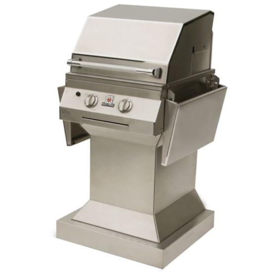 21" Pedestal Gas Grill With Side Trays Down