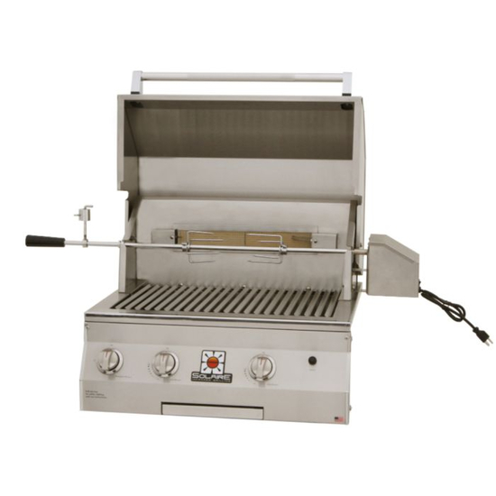 27 Inch Built In Gas Grill With Optional Rotisserie Lid Opened