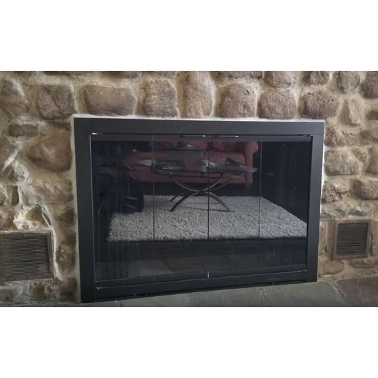 Customer Installed Piccolo Fixed Size Custom Masonry Fireplace Door Overlap Fit