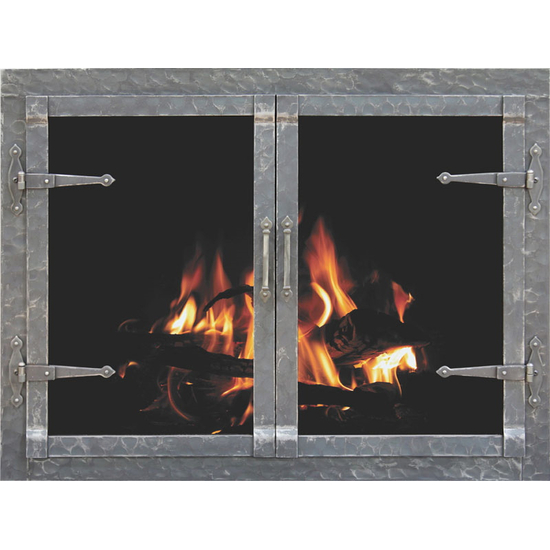 Forged Natural Iron Finish Lap Joint Masonry Fireplace Door in Burnished Bronze premium finish