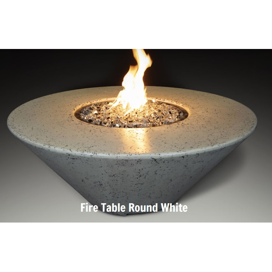 44" Diameter Round White Finish Fire Table - Grand Canyon Gas Logs