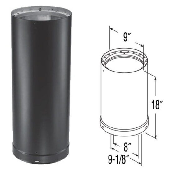 8" x 18" DVL Double-Wall Black Pipe Specifications