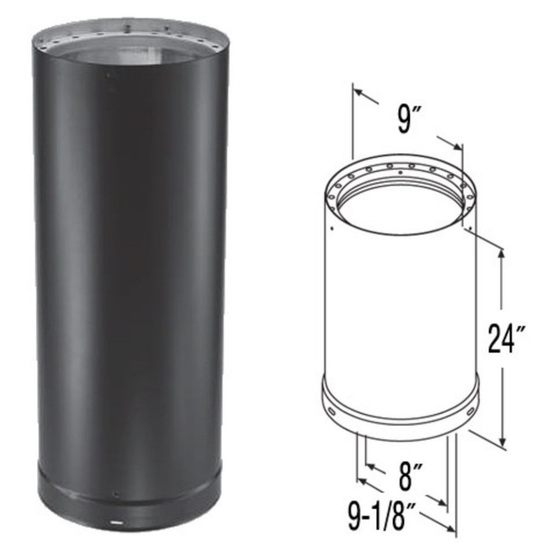 8" x 24" DVL Double-Wall Black Pipe Specifications