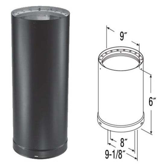 8" x 6" DVL Double-Wall Black Pipe Specifications