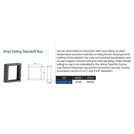 4” x 6 5/8” DirectVent Pro Vinyl Siding Standoff Box Specs