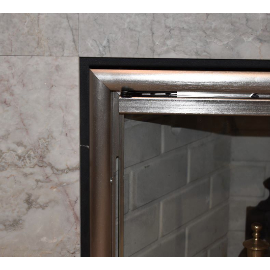 FMI Fireplace Glass Door Brushed Steel Corner Detail