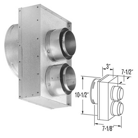 4” x 6 5/8” DirectVent Pro Co-Axial to Co-Linear Standard Appliance Connector Specifications