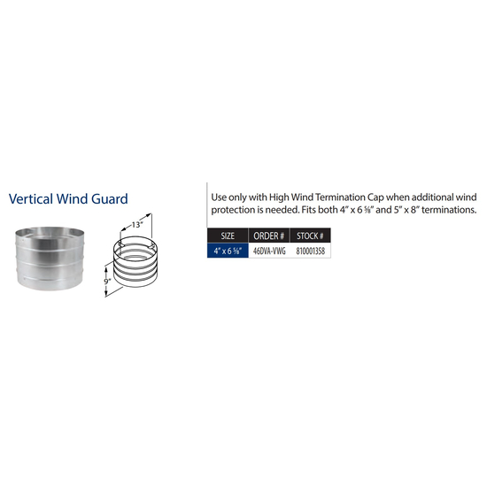 4” x 6 5/8” DirectVent Pro Vertical Wind Guard Specs