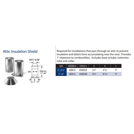 5" x 8" DirectVent Pro Attic Insulation Shield Specs