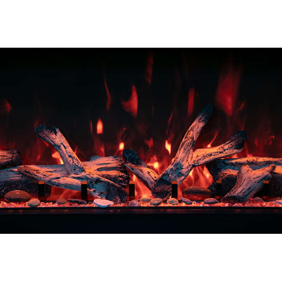 Close-Up Tru-View XL Deep Smart Electric Fireplace with Rustic Media Kit