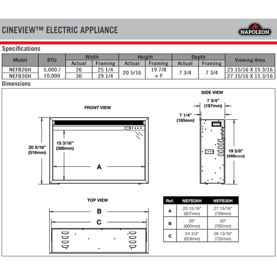 Cineview-NEFB30H-Specifications Sheet