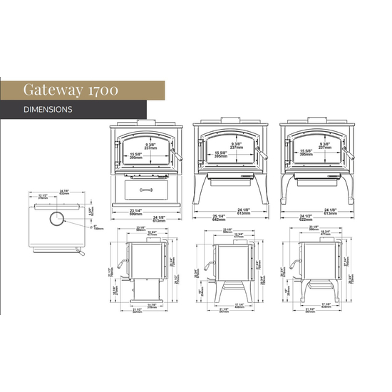 Empire Stove Gateway 1700 Wood Stove Dimensions