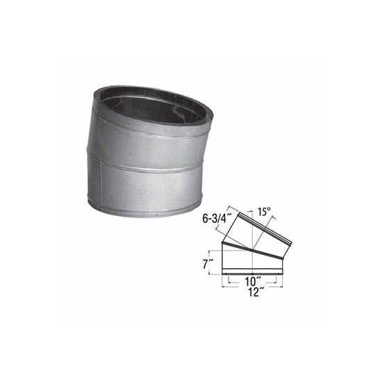 10 Inch DuraTech Galvanized 15-Degree Elbow | 10DT-E15 Specifications