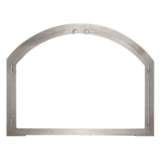 Natural Stainless Steel Arched Masonry Fireplace Door