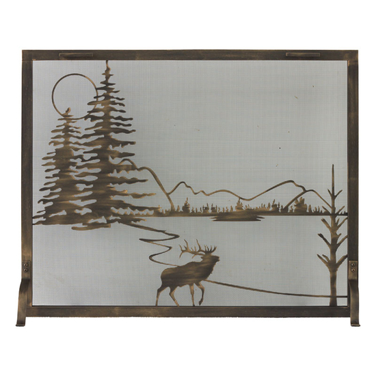 Montana Morning Decorative Fireplace Screen shown in Burnished Copper premium finish