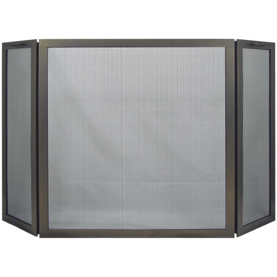 Traditional triple panel fireplace screen shown in charcoal