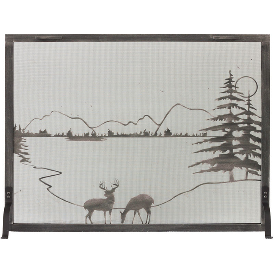 Whitetail Decorative Fireplace Screen shown in Burnished Bronze premium finish