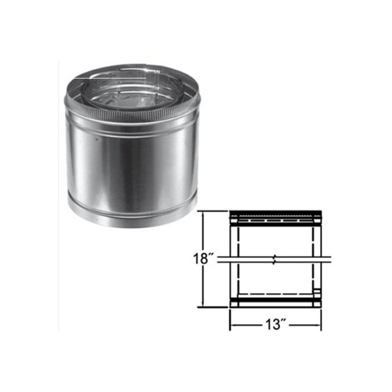 Galvanized Chimney pipe with size indicated as guide