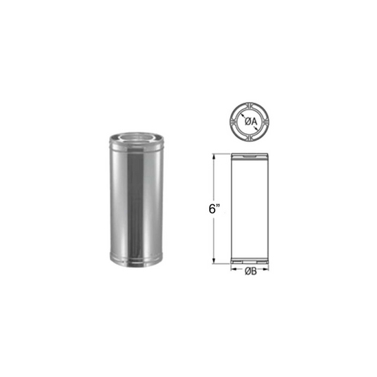 Chimney Pipe DuraPlus Galvanized 7" x 6" Size is indicated on the Image