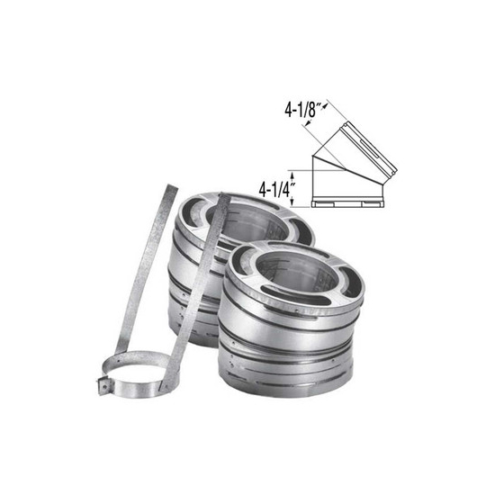 DuraPlus Stainless Steel 15-Degree Elbow Kit Size is indicated on the Image