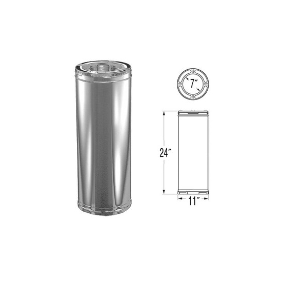 DuraPlus Stainless Steel Chimney Pipe Size is indicated on the Image