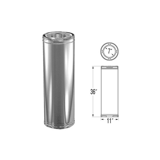 DuraPlus Stainless Steel Chimney Pipe. The size is indicated on the image