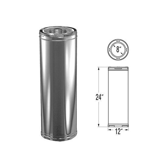 DuraPlus Stainless Steel Chimney Pipe. The size is indicated on the image