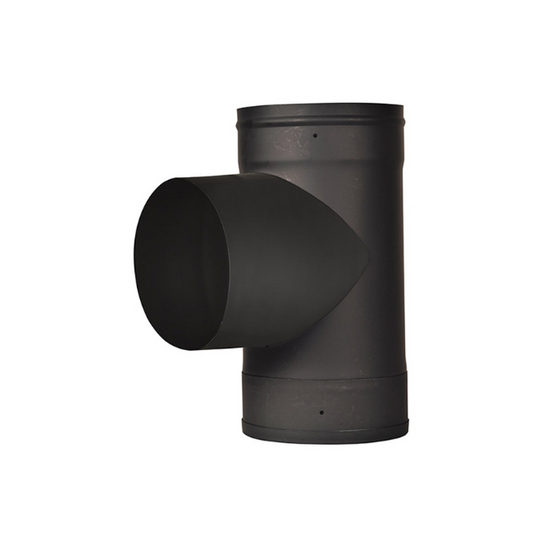 VSB08T - 8" Ventis Single-Wall Black Stove Pipe 22 Gauge Cold Rolled Steel, Tee With Fixed Snout