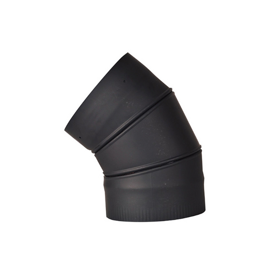 VSB0845F - 8" Ventis Single-Wall Black Stove Pipe, 45 Degree Fixed Elbow
