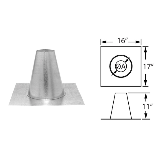 DuraVent 4" PelletVent Pro Tall Cone Roof Flashing 4PVP-FF Size