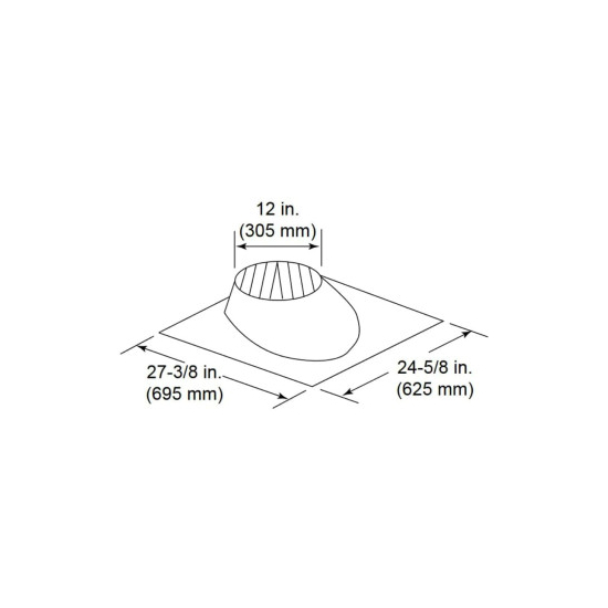 8 Inch Diameter 0 - 6/12 Pitch Roof Flashing for HHT SL300 Series Chimney Pipe Specifications