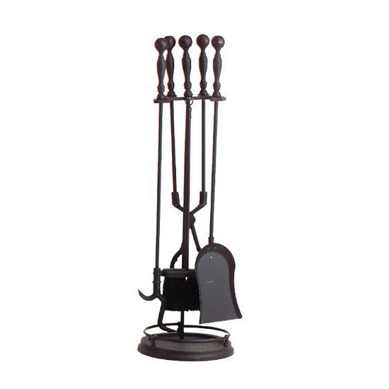 Tool Set with Rail includes 5 pieces, made of iron, black finish, 31" high