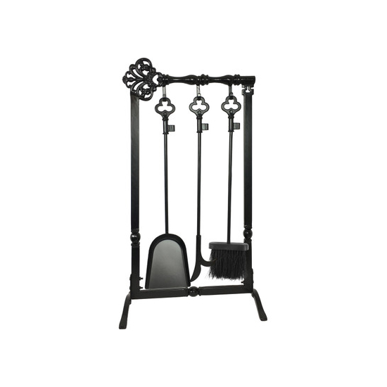Tool Set is made of Black Cast Iron with key design, includes 4 pieces, 31" high