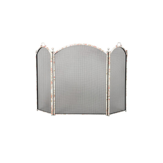 Fireplace Screen is made of steel with floral design; screen includes 3 fold arched; size: 52" wide x 34" high