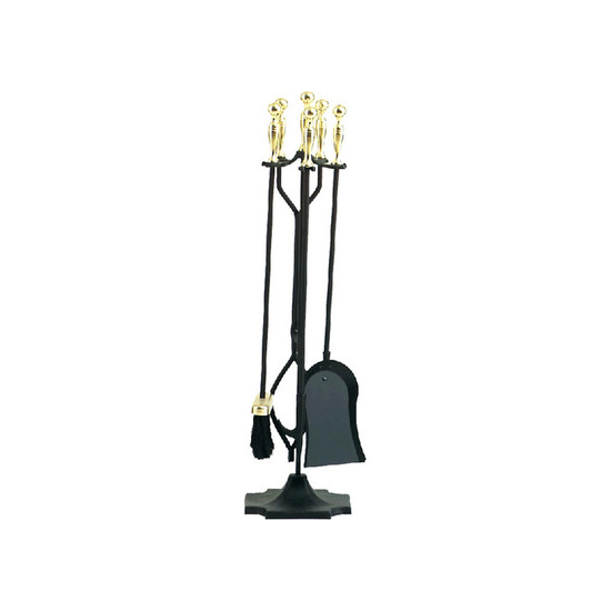 Tool Set includes 5 pieces, Polished Brass/Black color, 30.5" high