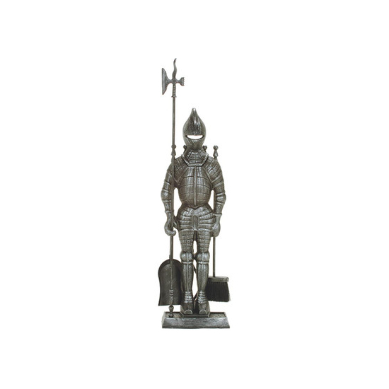 Tool Set is 44" high, made of steel, pewter finish, knight design