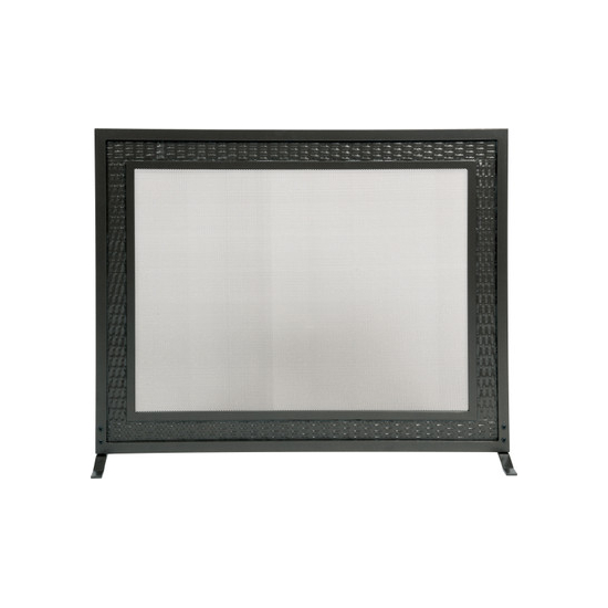 Black Iron Fireplace Screen with Weave Design, 31" high x  39" wide x 8 1/4" deep