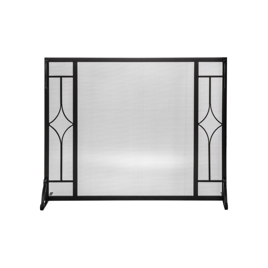 Fireplace Screen Black Iron with Diamond Design, 31" high and 39 1/2" wide