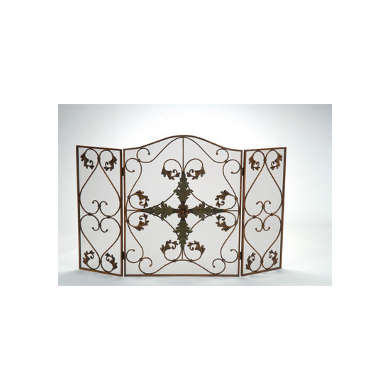 Panel screen is made of steel with 3 fold arched, antique copper and patina finish,  49 1/2" wide x 31 1/2" high