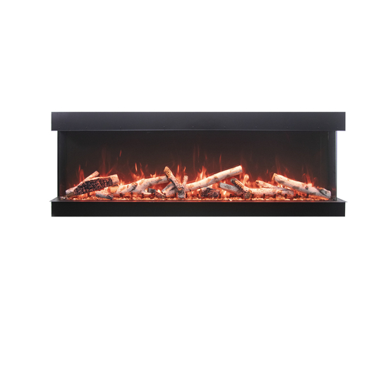 60 Inch Tru-View XT XL Smart Electric Fireplace with Birch Log Set in orange flames